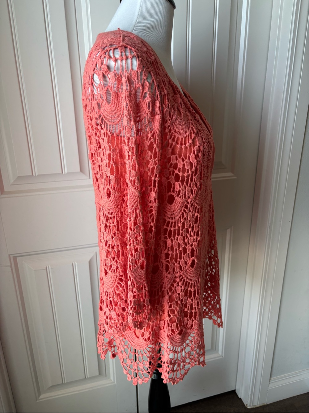 Cristina Coral Crochet Overlay with Matching Scoop Tank - Picture 6 of 7